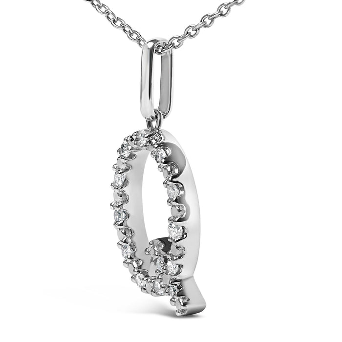 Diamond Accent A-Z Initial Pendant Necklace in Sterling Silver