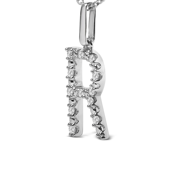 Diamond Accent A-Z Initial Pendant Necklace in Sterling Silver