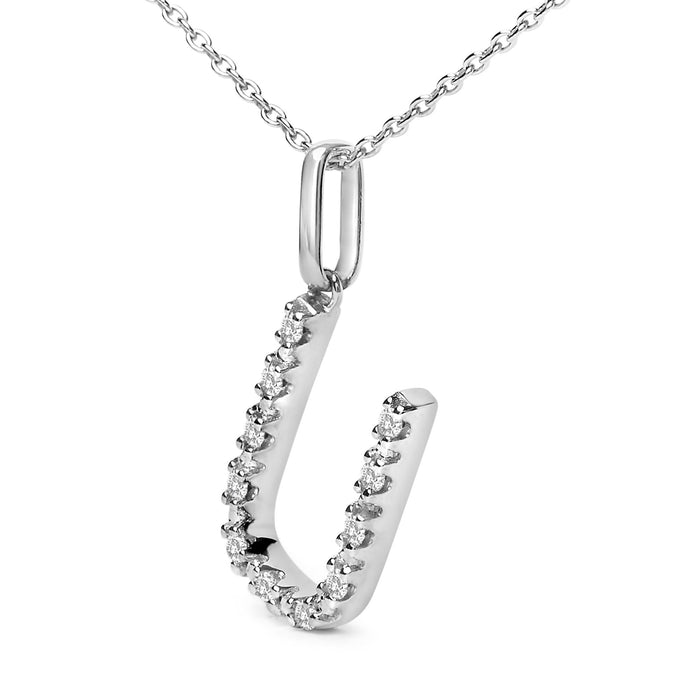 Diamond Accent A-Z Initial Pendant Necklace in Sterling Silver