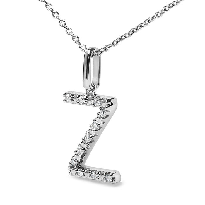 Diamond Accent A-Z Initial Pendant Necklace in Sterling Silver