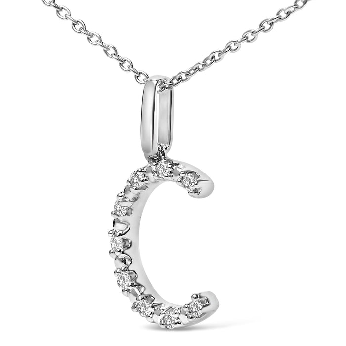 Diamond Accent A-Z Initial Pendant Necklace in Sterling Silver
