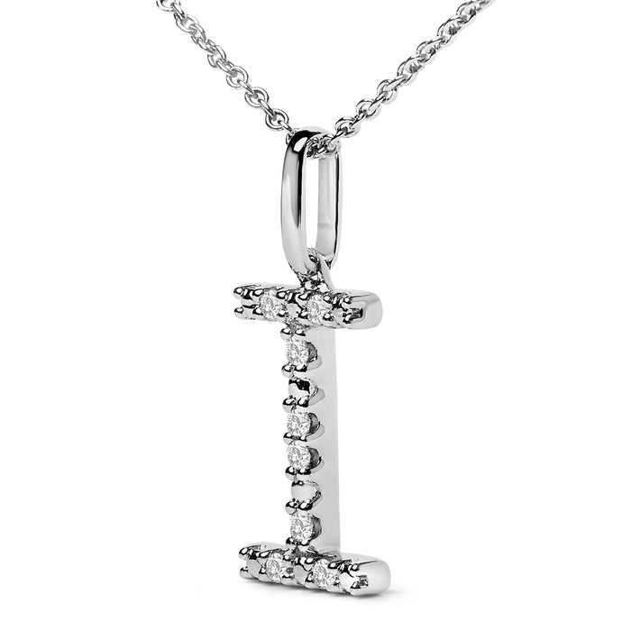 Diamond Accent A-Z Initial Pendant Necklace in Sterling Silver