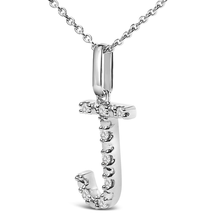 Diamond Accent A-Z Initial Pendant Necklace in Sterling Silver