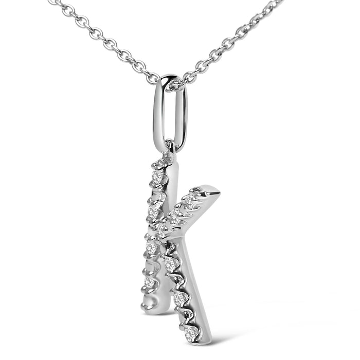 Diamond Accent A-Z Initial Pendant Necklace in Sterling Silver