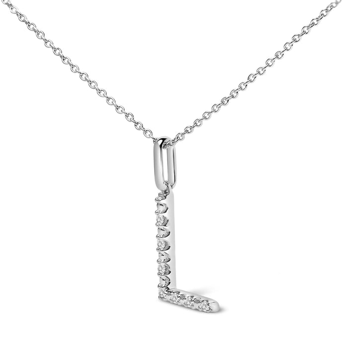 Diamond Accent A-Z Initial Pendant Necklace in Sterling Silver