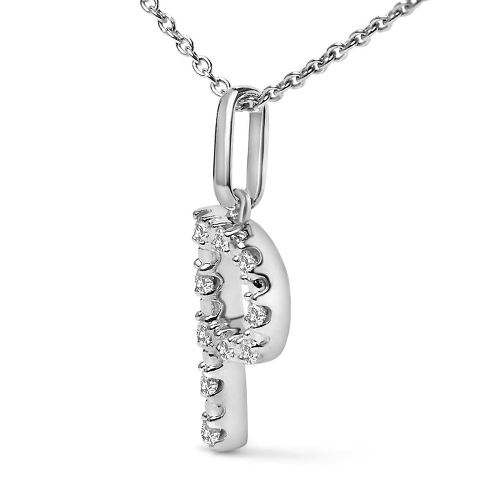 Diamond Accent A-Z Initial Pendant Necklace in Sterling Silver