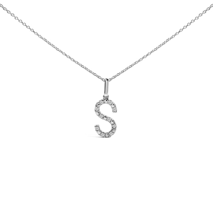 Diamond Accent A-Z Initial Pendant Necklace in Sterling Silver, photo 8