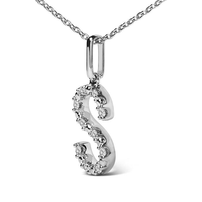 Diamond Accent A-Z Initial Pendant Necklace in Sterling Silver
