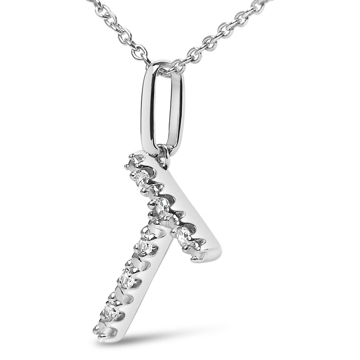 Diamond Accent A-Z Initial Pendant Necklace in Sterling Silver