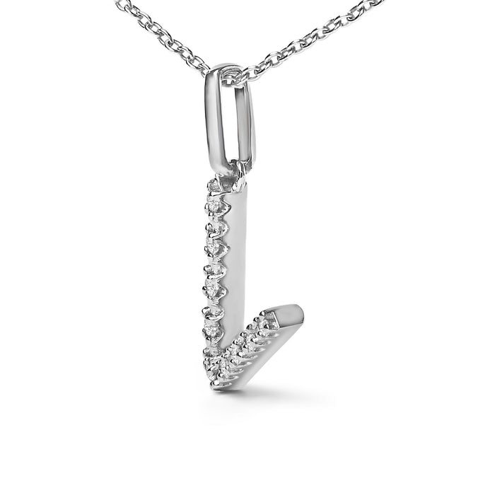Diamond Accent A-Z Initial Pendant Necklace in Sterling Silver