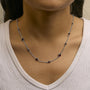 Collar de estaciones de bisel con granate rojo talla tablero de ajedrez en plata de ley, foto 3
