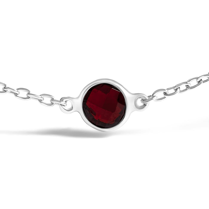 Bezel-Set Red Garnet 5 Station Adjustable Bolo Bracelet in Sterling Silver, photo 2