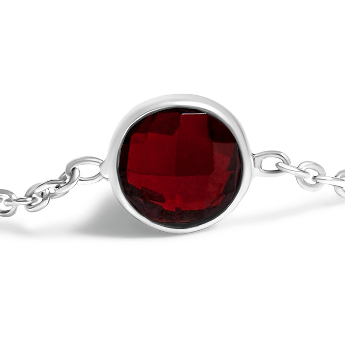 Bezel-Set Red Garnet 5 Station Adjustable Bolo Bracelet in Sterling Silver, photo 5