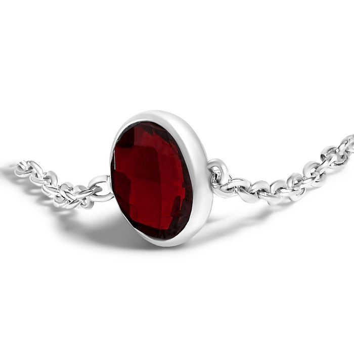 Bezel-Set Red Garnet 5 Station Adjustable Bolo Bracelet in Sterling Silver, photo 6