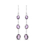 Aretes colgantes con amatista morada ovalada de talla tablero de ajedrez en plata de ley, foto 1
