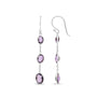 Aretes colgantes con amatista morada ovalada de talla tablero de ajedrez en plata de ley, foto 4