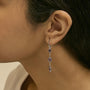 Aretes colgantes con amatista morada ovalada de talla tablero de ajedrez en plata de ley, foto 3