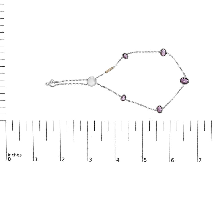 Pulsera bolo ajustable de 5 estaciones con amatista púrpura de bisel en plata de ley, foto 5