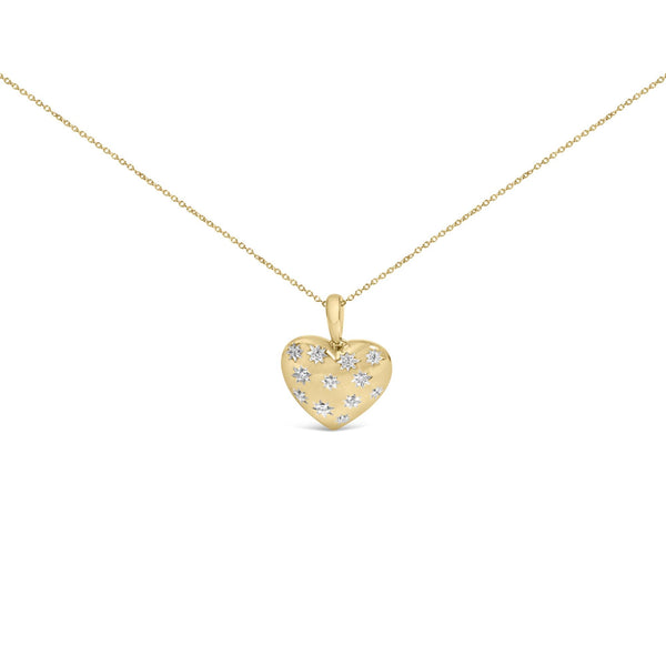 1/10 Ct. T.W. Diamond Bold Heart Pendant Necklace in Gold Vermeil, photo 1