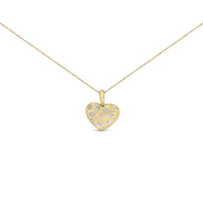 1/10 Ct. T.W. Diamond Bold Heart Pendant Necklace in Gold Vermeil, photo 1
