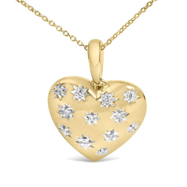 1/10 Ct. T.W. Diamond Bold Heart Pendant Necklace in Gold Vermeil, photo 2
