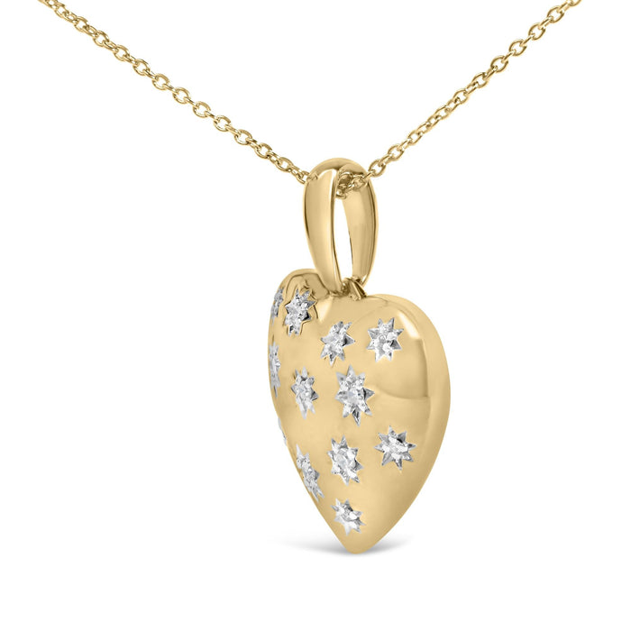 1/10 Ct. T.W. Diamond Bold Heart Pendant Necklace in Gold Vermeil, photo 4