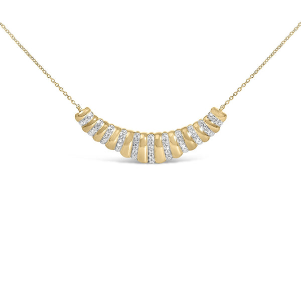 1/10 Ct. T.W. Diamond Bold Ribbed Pendant Necklace in Gold Vermeil, photo 2