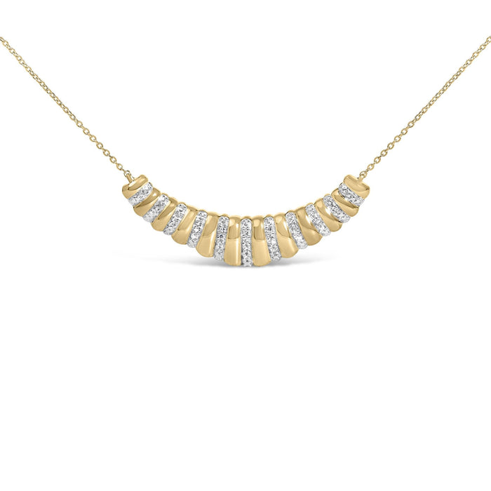 Collar con colgante grueso acanalado con diamantes de 1/10 ct. p.t. en vermeil de oro, foto 2