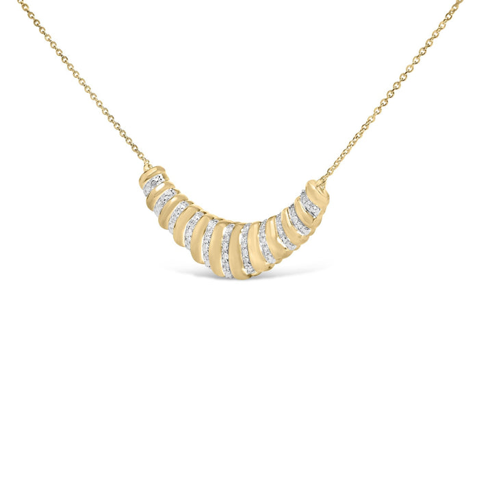 Collar con colgante grueso acanalado con diamantes de 1/10 ct. p.t. en vermeil de oro, foto 4