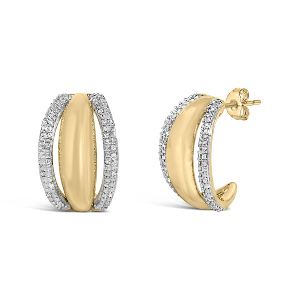 1/10 Ct. T.W. Diamond Bold Half Hoop Earrings in Gold Vermeil, photo 2
