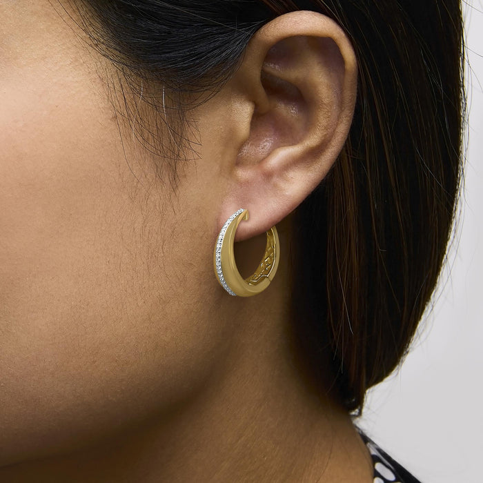 Diamond Accent Bold Hoop Earrings in Gold Vermeil, photo 3