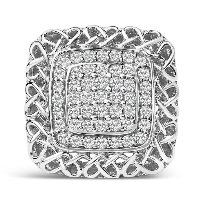 Anillo de cóctel de nudo celta con diamantes de 1 ct. p.t. en plata de ley, foto 1
