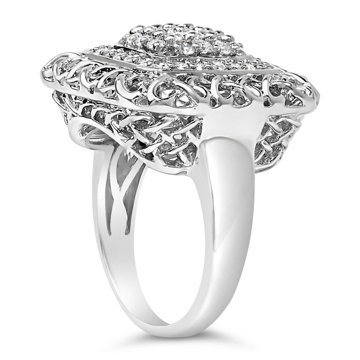 Anillo de cóctel de nudo celta con diamantes de 1 ct. p.t. en plata de ley, foto 5