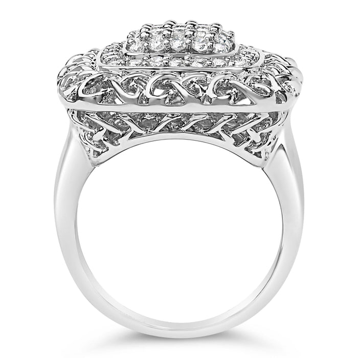 Anillo de cóctel de nudo celta con diamantes de 1 ct. p.t. en plata de ley, foto 6