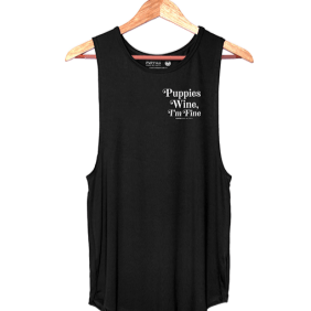 Puppies Wine & I'm Fine 2.0 Women's Sleeveless Tank in black