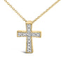 Collar con colgante de cruz con milgrain y detalle de diamante en vermeil de oro, foto 2