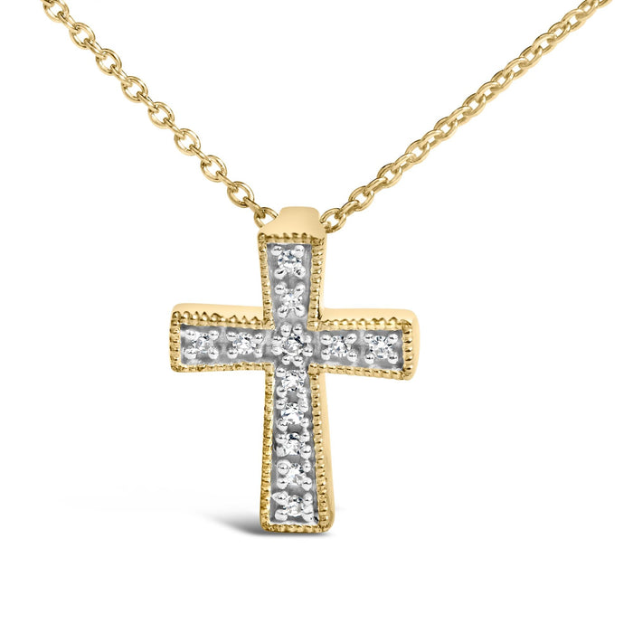 Collar con colgante de cruz con milgrain y detalle de diamante en vermeil de oro, foto 2
