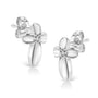 Prong-Set Diamond Accent Floral Cross Stud Earrings in Sterling Silver, photo 2