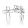Prong-Set Diamond Accent Floral Cross Stud Earrings in Sterling Silver, photo 4