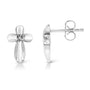 Prong-Set Diamond Accent Floral Cross Stud Earrings in Sterling Silver, photo 5
