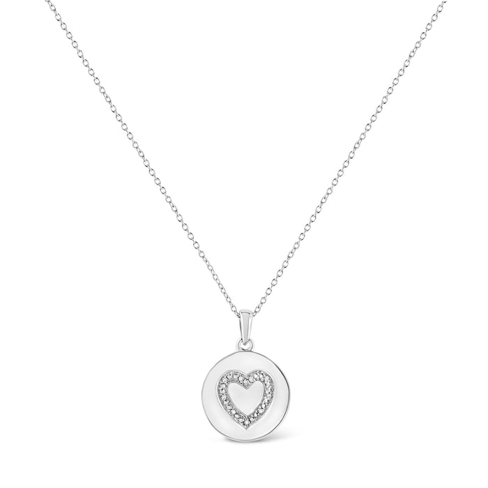 Collar con colgante con emblema de corazón y detalle de diamante de garras en plata de ley, foto 2
