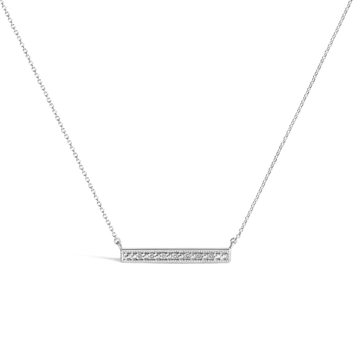 Diamond Accent Milgrain Bar Pendant Necklace in Sterling Silver, photo 1