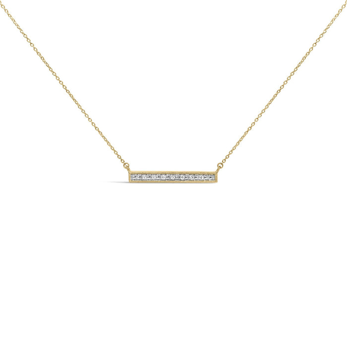 Diamond Accent Bar Pendant Necklace in Yellow Gold Vermeil, photo 1