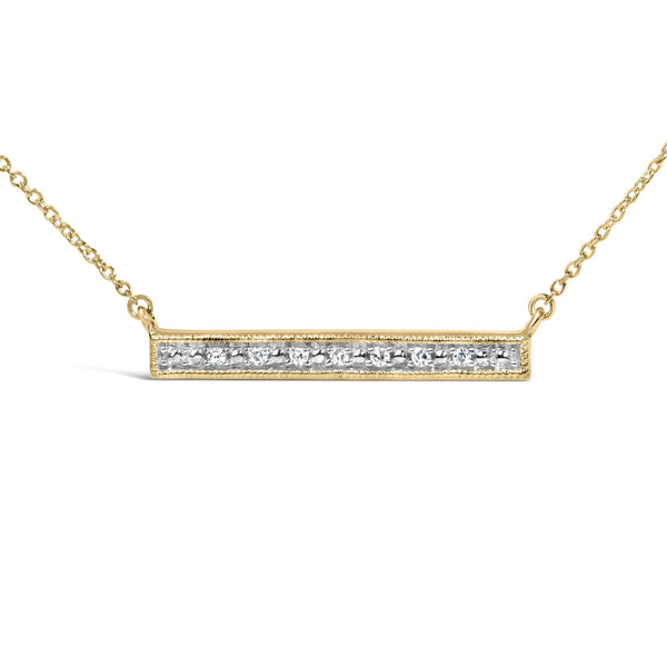 Diamond Accent Bar Pendant Necklace in Yellow Gold Vermeil, photo 2