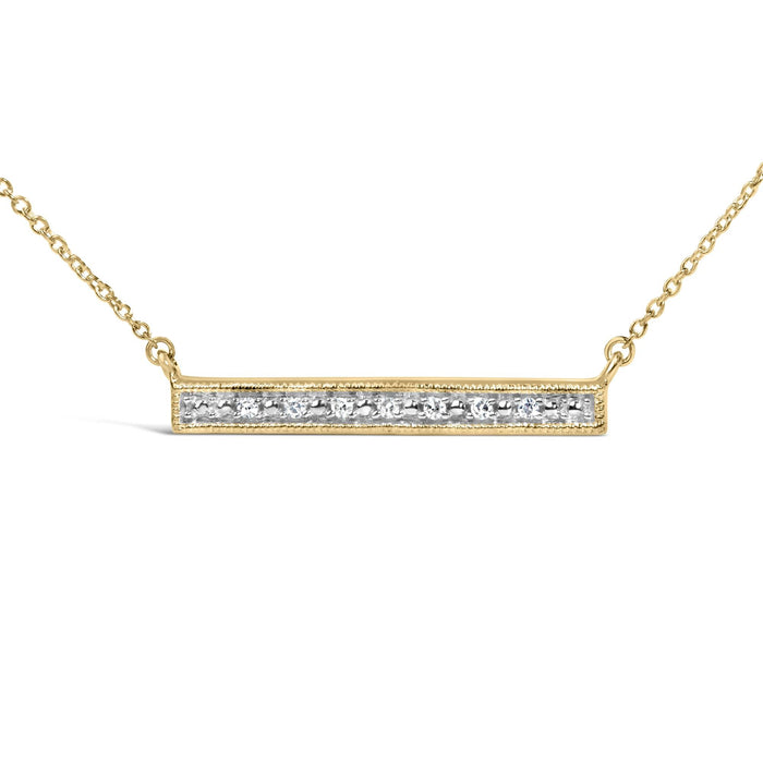 Diamond Accent Bar Pendant Necklace in Yellow Gold Vermeil, photo 2