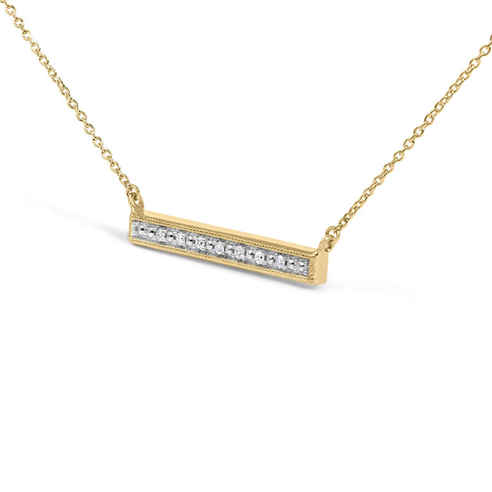 Diamond Accent Bar Pendant Necklace in Yellow Gold Vermeil, photo 4