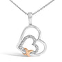 Double Heart Pendant Necklace with Diamond and 10K Rose Gold-Plated Accent in Sterling Silver, photo 2