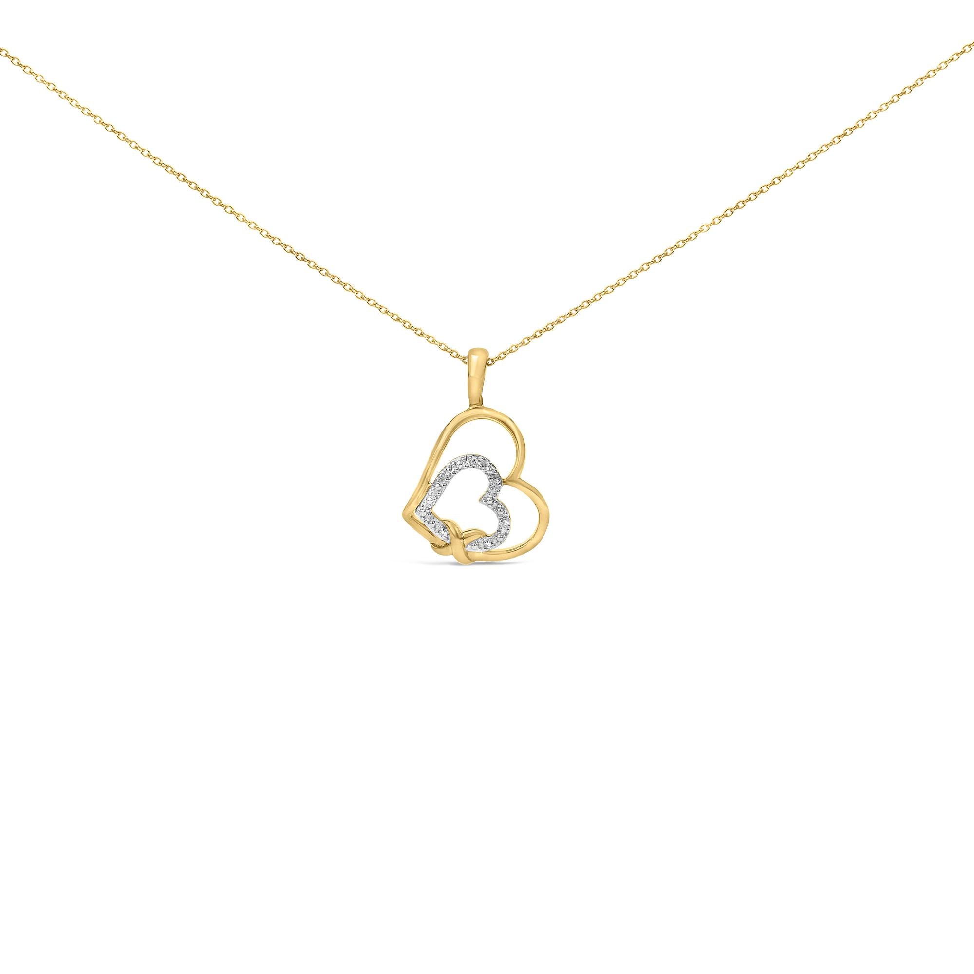 Diamond Accent Open Entwined Double Heart Pendant Necklace in Gold Vermeil, photo 1