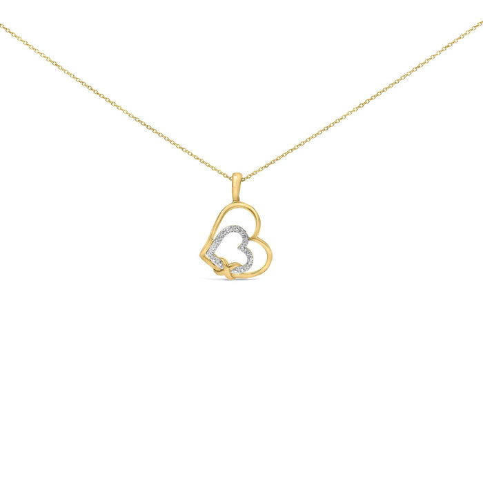Diamond Accent Open Entwined Double Heart Pendant Necklace in Gold Vermeil, photo 1