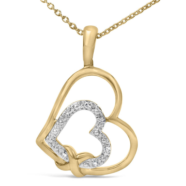 Diamond Accent Open Entwined Double Heart Pendant Necklace in Gold Vermeil, photo 2